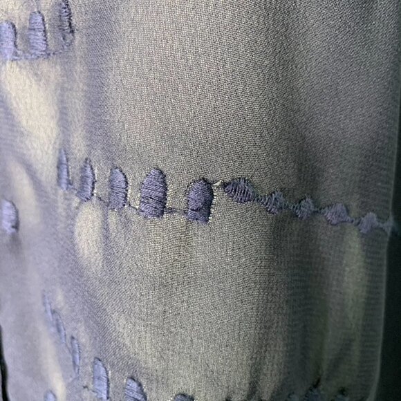 Soft Surroundings Women's Navy Blue Sheer Button Down Blouse Size Petit Medium - Picture 3 of 16